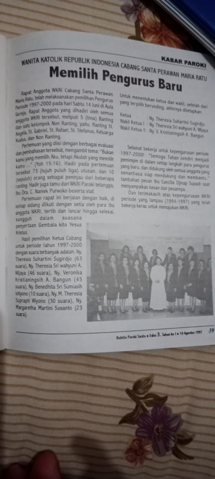 Konfercab DPC WKRI Santa Perawan Maria Ratu Blok Q untuk memilih pengurus WKRI periode 1997 – 2000