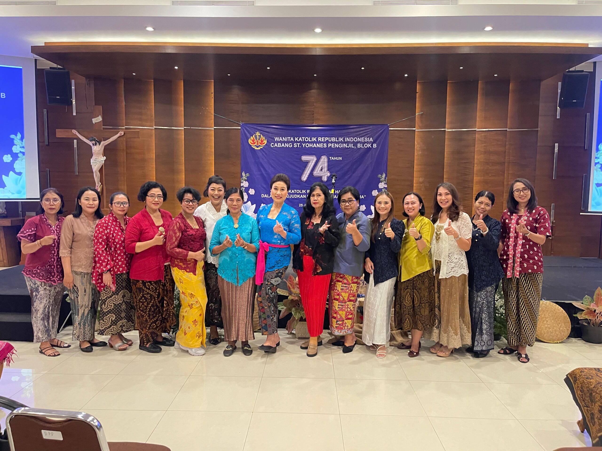 Menghadiri HUT Wanita Katolik RI Cab. St. Yohanes Penginjil Blok B ke 74